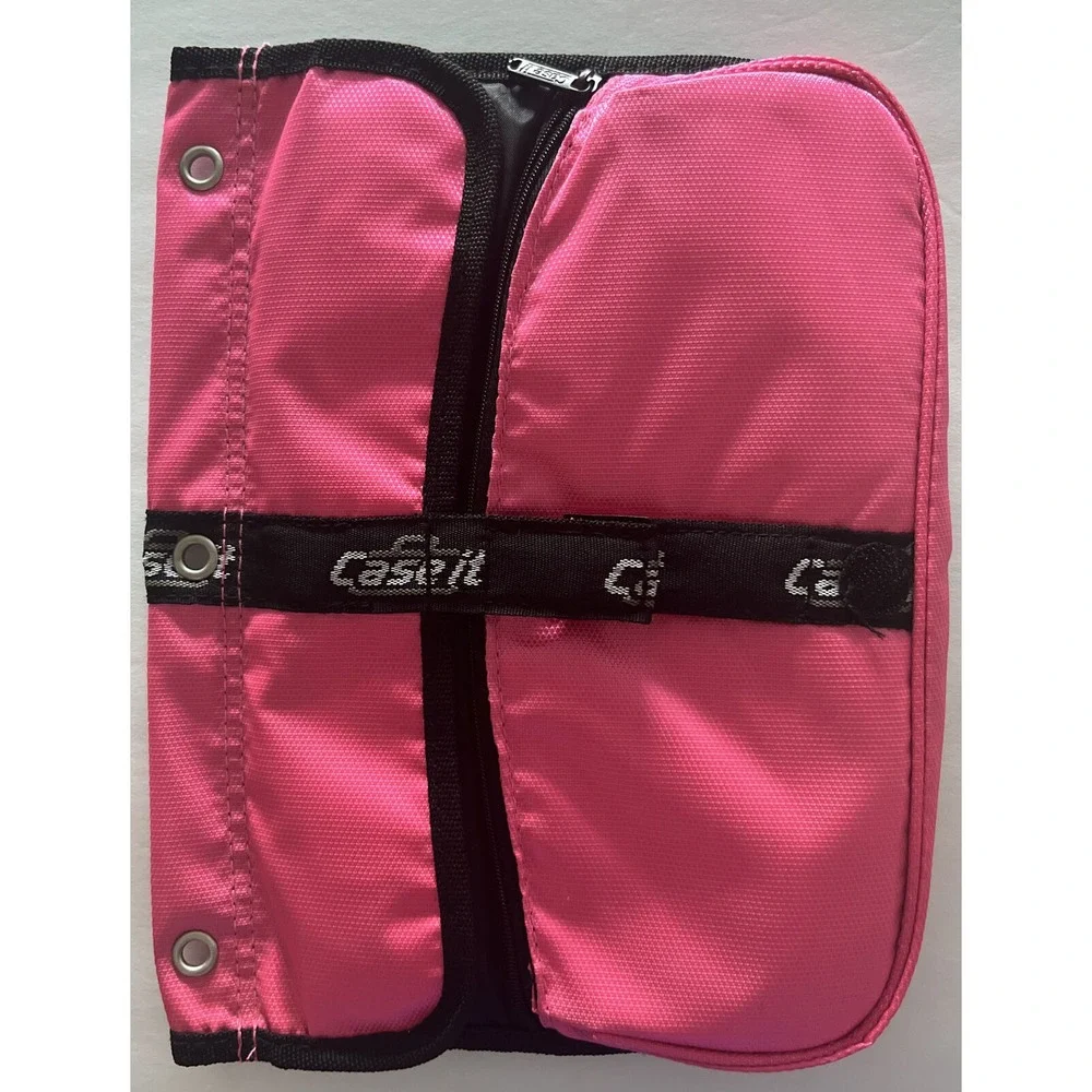 CASE-IT Zipper Pouch for Three-Ring Binder Storage Pink‎ with Black Mesh